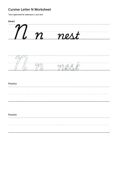 Printable cursive letter N worksheet with uppercase N, lowercase n, and nest practice