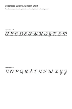 Printable chart of uppercase cursive letters from capital A through capital Z