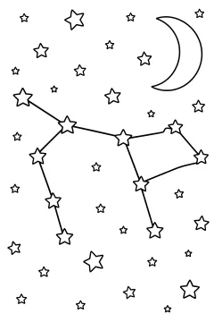 Star constellation with a crescent moon and scattered stars